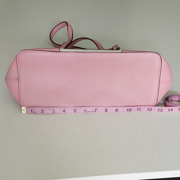 Nine West Pink & Beige Canvas Satchel Purse - Picture 15 of 16